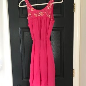 Leifsdottir Anthropologie Embellished Silk Dress